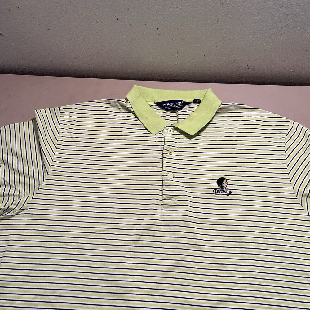 Polo Golf Ralph Lauren Mens XL Pima Cotton Striped Shirt Lime Green Cuscowilla